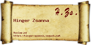 Hinger Zsanna névjegykártya